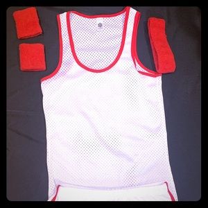 Tank top , shorts,  matching wrist and head band